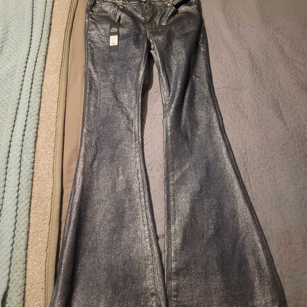 Fashion Nova Silver Flare Jeans